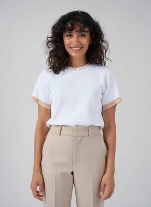 T-shirt coupe cintrée manches courtes blanc BLANC BOHEME femme