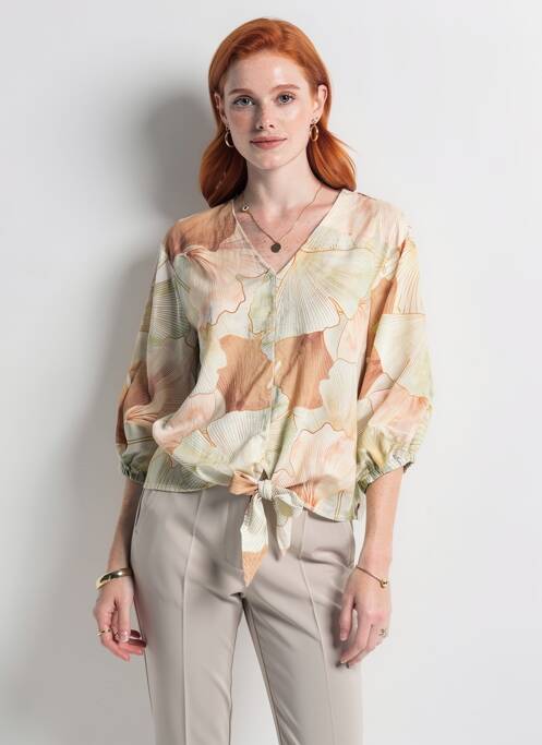 Top imprimé fantaisie manches 3/4 vert BLANC BOHEME femme