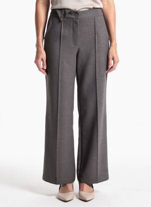 Pantalon droit fermeture zippée sous rabat boutonné gris NÜ femme