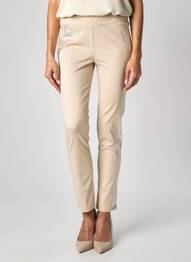Pantalon slim taille élastique beige ELLY ITALIA femme