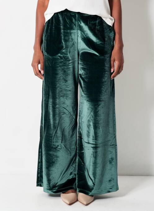 Pantalon flare taille élastique vert HBT femme