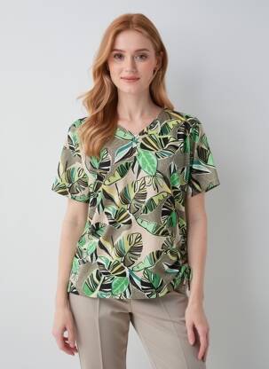 T-shirt col v manches courtes vert RABE femme