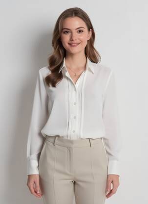 Chemisier tissage popeline manches longues blanc SOMMERMANN femme