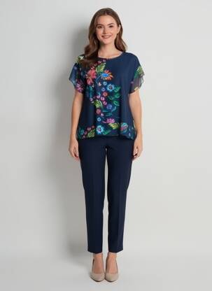 Top manches courtes manches courtes bleu LOURDES CASTILLO femme