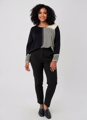 Pull coupe cintrée manches longues noir FRANCE RIVOIRE femme