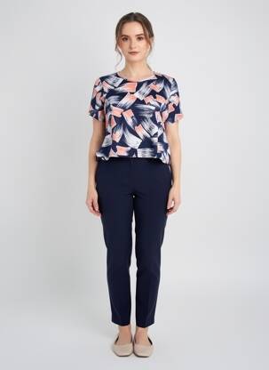T-shirt imprimé fantaisie manches courtes bleu FRANCE RIVOIRE femme