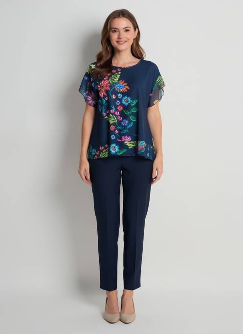Top manches courtes manches courtes bleu LOURDES CASTILLO femme