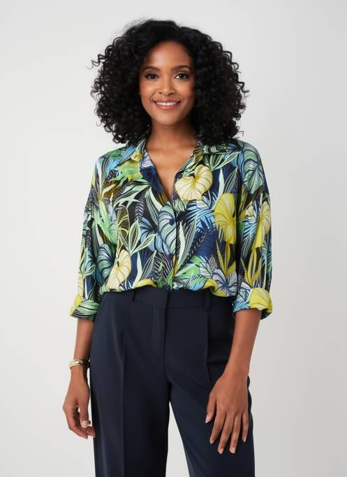 Chemisier coupe cintrée manches longues bleu SAINT CHARLES femme
