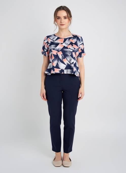 T-shirt imprimé fantaisie manches courtes bleu FRANCE RIVOIRE femme