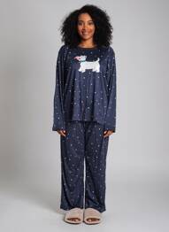 Pyjama col rond bleu REBELLE femme