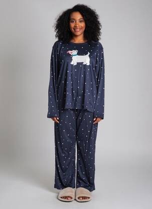 Pyjama col rond bleu REBELLE femme