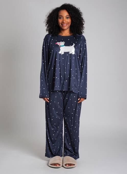 Pyjama col rond bleu REBELLE femme