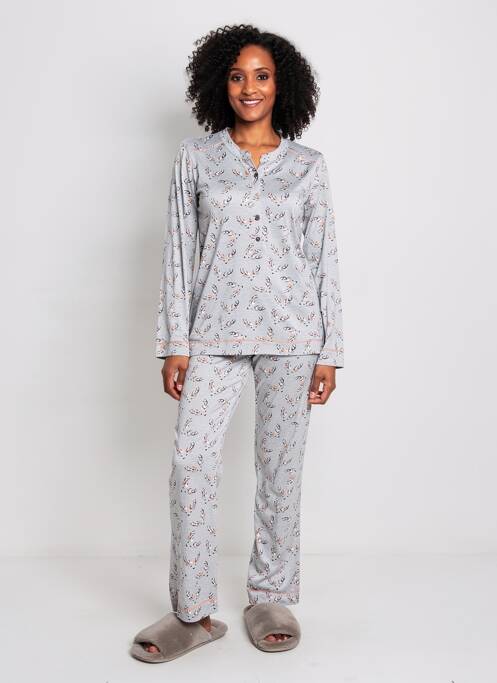 Pyjama coupe cintrée gris REBELLE BY PASTUNETTE femme
