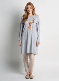 Chemise de nuit sérigraphie gris REBELLE BY PASTUNETTE femme