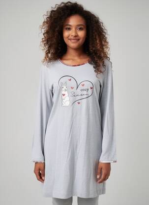 Chemise de nuit sérigraphie gris REBELLE BY PASTUNETTE femme
