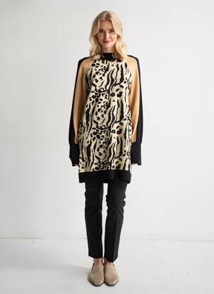 Robe pull col rond manches longues beige BISOU'S PROJECT femme