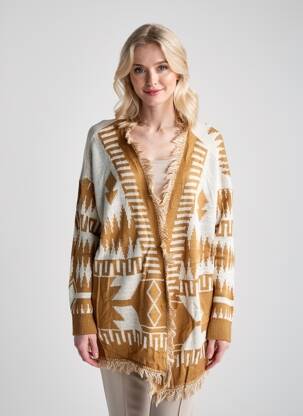 Gilet manches longues stretch marron 2W PARIS femme