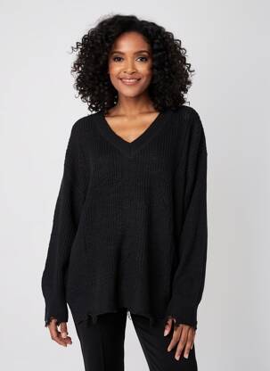 Pull col v manches longues noir 2W PARIS femme