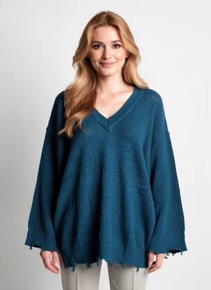 Pull col v manches longues vert 2W PARIS femme