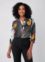 Tunique manches longues imprimé fantaisie noir JEAN MARC PHILIPPE femme