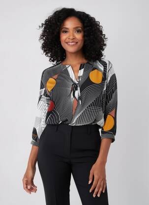 Tunique manches longues imprimé fantaisie noir JEAN MARC PHILIPPE femme