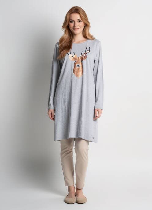 Chemise de nuit sérigraphie gris REBELLE BY PASTUNETTE femme