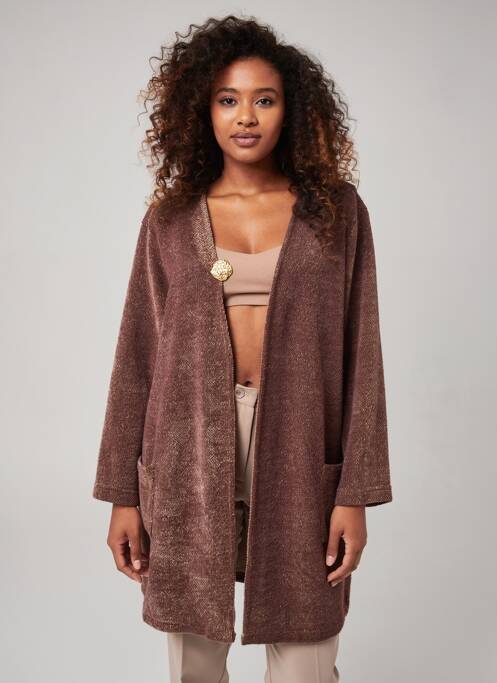 Gilet manches longues stretch marron 2W PARIS femme