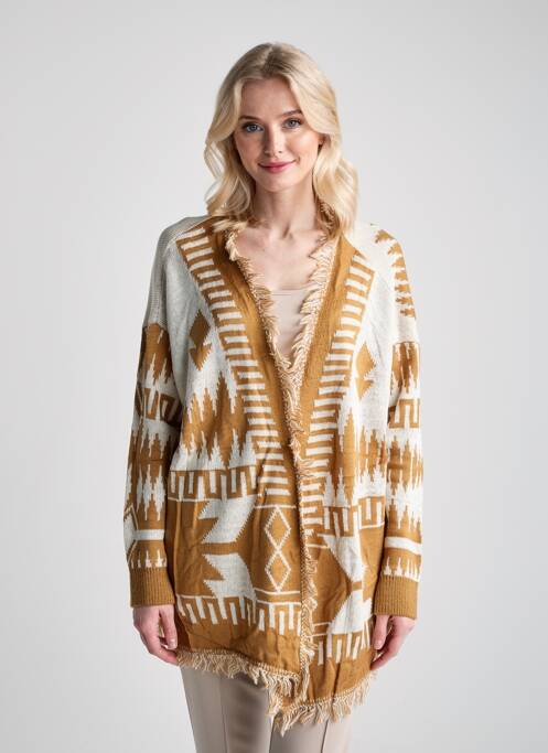 Gilet manches longues stretch marron 2W PARIS femme