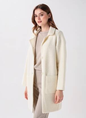 Manteau long coupe droite sans capuche beige LOLA ESPELETA femme