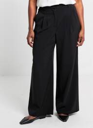 Pantalon large tissage popeline taille normale noir LE TEMPS DES CERISES femme