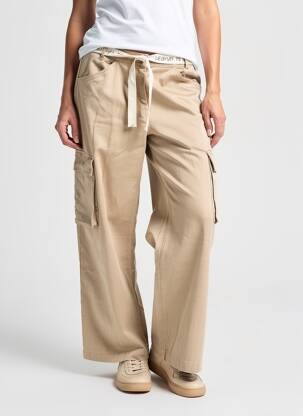 Pantalon cargo coupe droite taille normale beige LE TEMPS DES CERISES femme