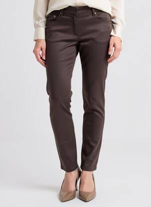 Pantalon slim stretch taille normale marron MORGAN femme