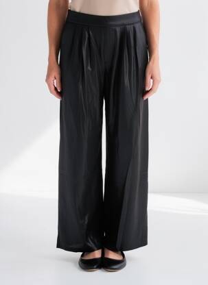 Pantalon large coupe fluide taille normale noir GOLDEN LIVE femme
