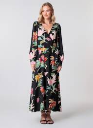 Robe longue manches longues manches longues noir MOLLY BRACKEN femme