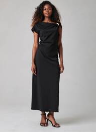 Robe longue manches courtes manches courtes noir UNIKA femme