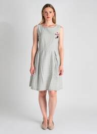 Robe mi-longue tissage crêpe sans manche blanc LULU.H femme