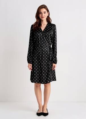 Robe mi-longue coupe fluide manches longues noir MOLLY BRACKEN femme