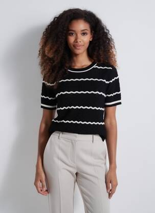 T-shirt coupe cintrée manches courtes noir MORGAN femme