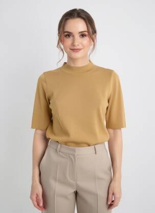 T-shirt coupe cintrée manches courtes marron MOLLY BRACKEN femme
