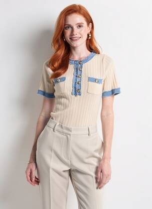 T-shirt stretch manches courtes beige MOËWY femme