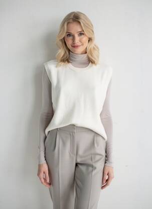 Pull coupe droite sans manche blanc MOLLY BRACKEN femme