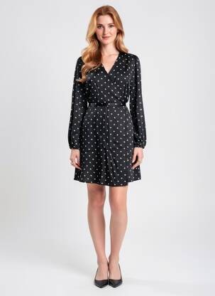 Robe mi-longue manches longues manches longues noir MOLLY BRACKEN femme