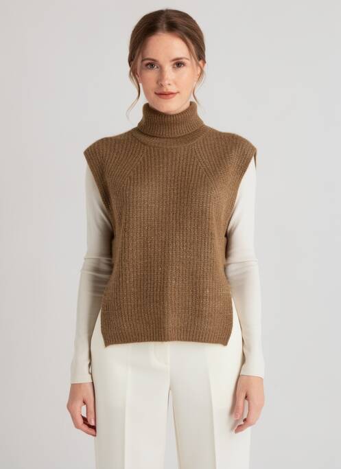 Poncho col roulé marron MOLLY BRACKEN femme