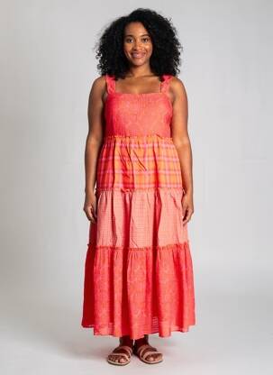 Robe longue coupe évasée fines bretelles orange DESIGUAL femme