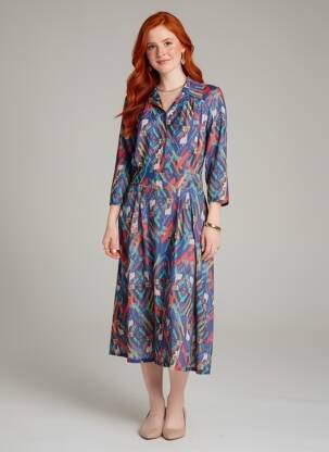 Robe mi-longue manches 3/4 manches 3/4 bleu EGERIE femme