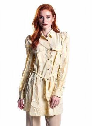 Robe courte manches longues manches longues beige BISCOTE femme