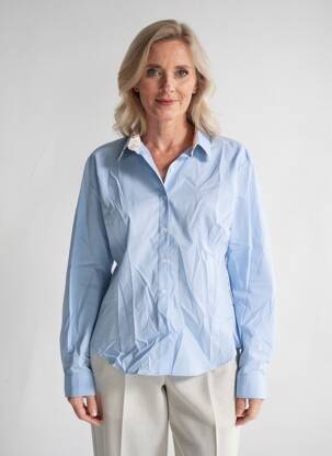 Chemisier coupe cintrée manches longues bleu NUMEROLOGIE femme