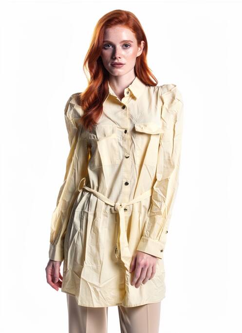 Robe courte manches longues manches longues beige BISCOTE femme