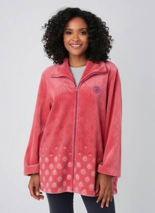 Robe de chambre fermeture zippée sur le devant rose SENORETTA femme