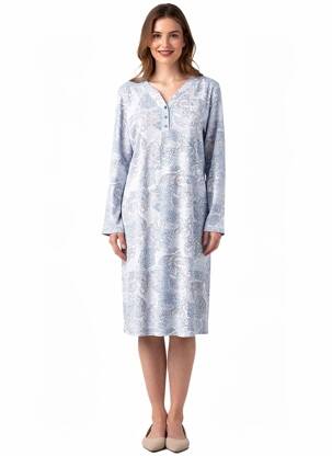 Chemise de nuit col v bleu MOONKA femme